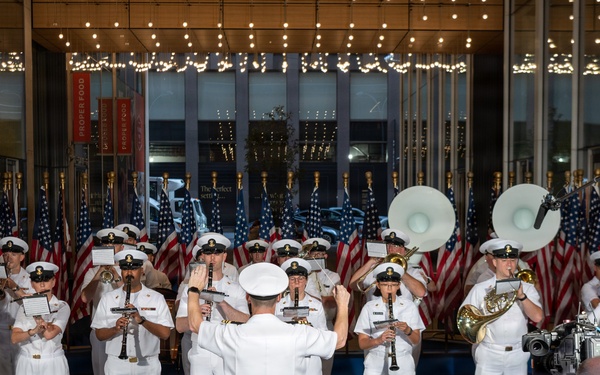 The U.S. Navy Ceremonial Band performs at Fox and Friends morning show