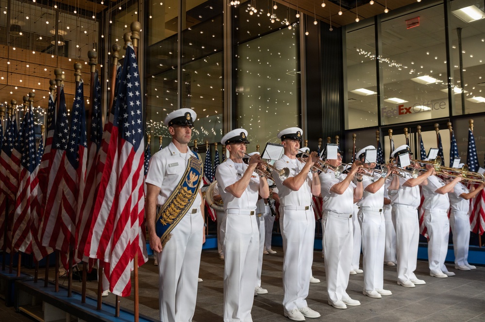 The U.S. Navy Ceremonial Band performs at Fox and Friends morning show