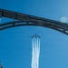 USAF Thunderbirds fly over Hoover Dam with historic American Flag