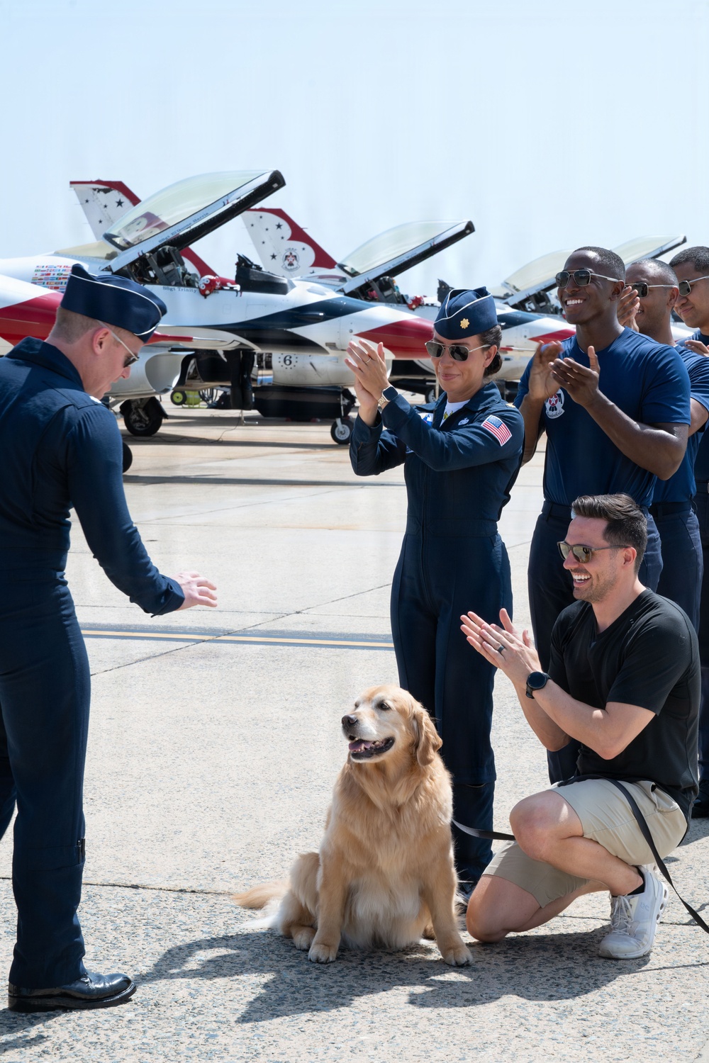 Furry friend on flight line; therapy dog Eleanor visits USAF Thunderbirds