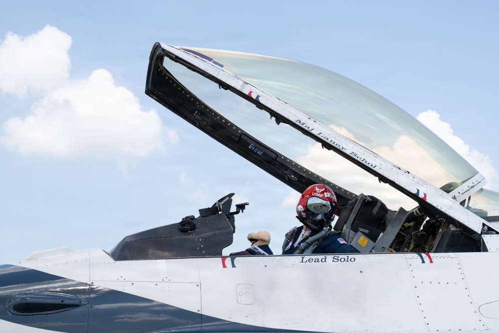 Furry friend on flight line; therapy dog Eleanor visits USAF Thunderbirds