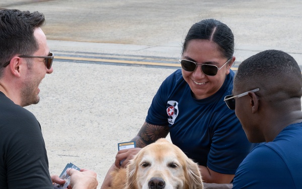 Furry friend on flight line; therapy dog Eleanor visits USAF Thunderbirds