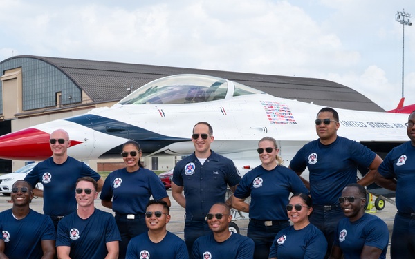 Furry friend on flight line; therapy dog Eleanor visits USAF Thunderbirds
