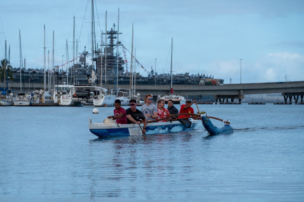 Service members compete in RIMPAC canoeing competition