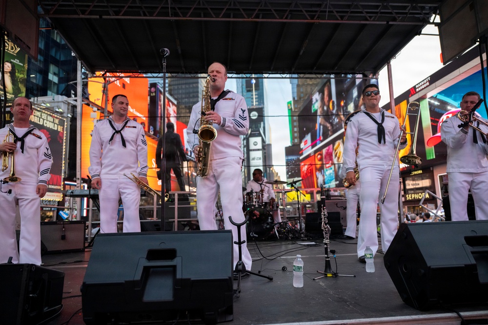 U.S. Navy Band performs in Times Square during Sail 250