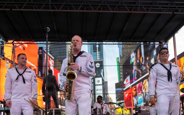 U.S. Navy Band performs in Times Square during Sail 250