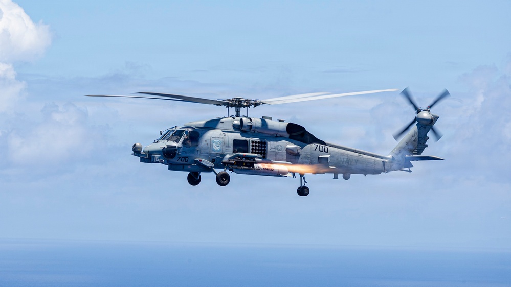 Helicopter Sea Combat (HSC) 12 and Helicopter Maritime Strike Squadron (HSM) 77 Conduct a Live-Fire Exercise