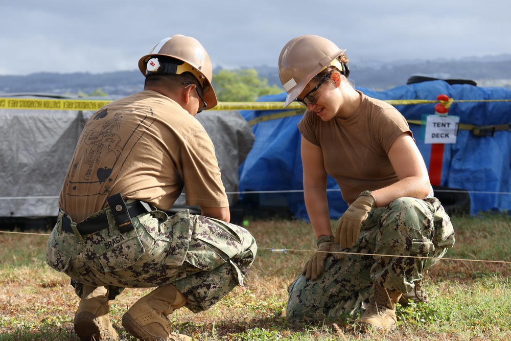 Seabees erect medical tents on Ford Island during RIMPAC 2026