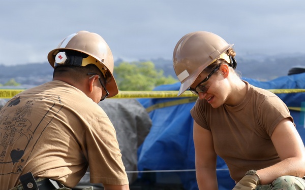 Seabees erect medical tents on Ford Island during RIMPAC 2026