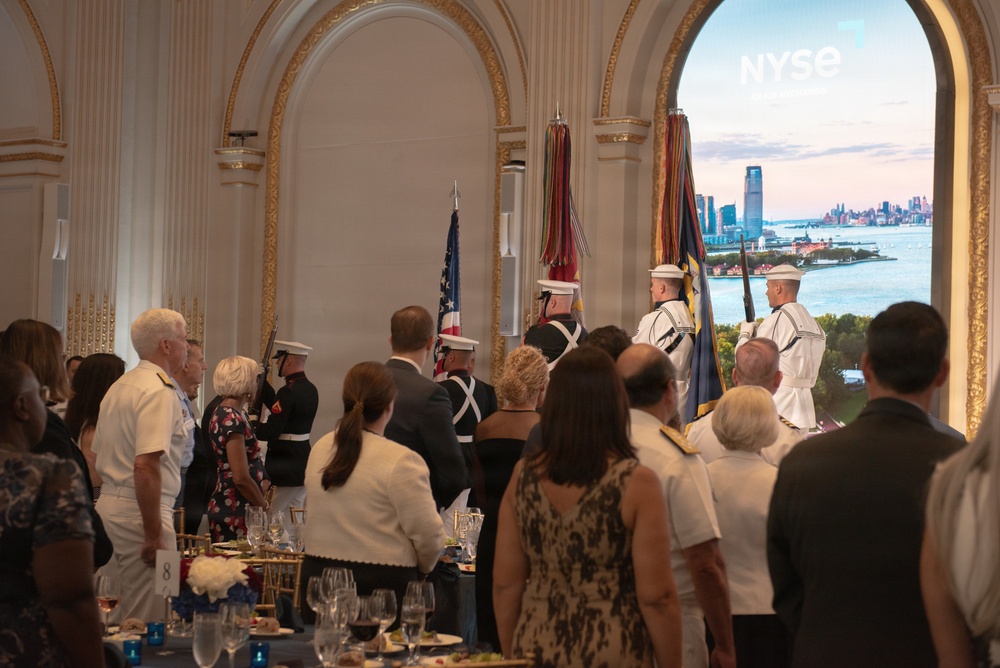 U.S. Navy Band Brass Quintet and Ceremonial Guard perform at New York Stock Exchange