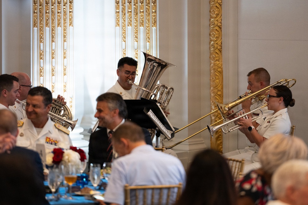 U.S. Navy Band Brass Quintet perform at New York Stock Exchange