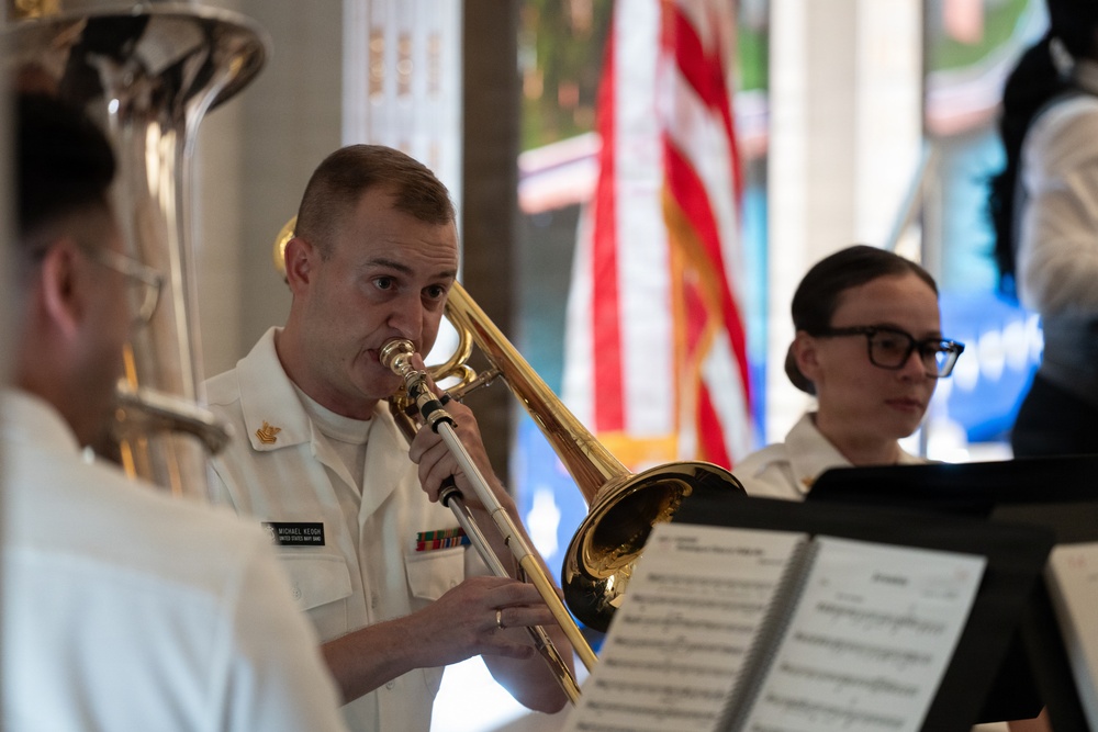 U.S. Navy Band Brass Quintet perform at New York Stock Exchange