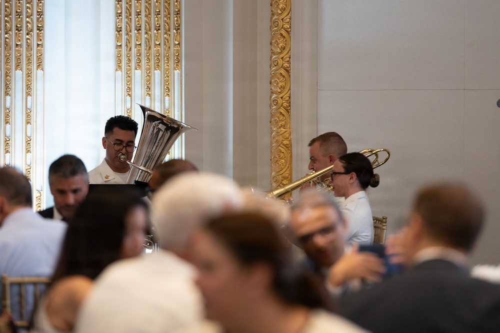 U.S. Navy Band Brass Quintet perform at New York Stock Exchange