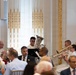 U.S. Navy Band Brass Quintet perform at New York Stock Exchange
