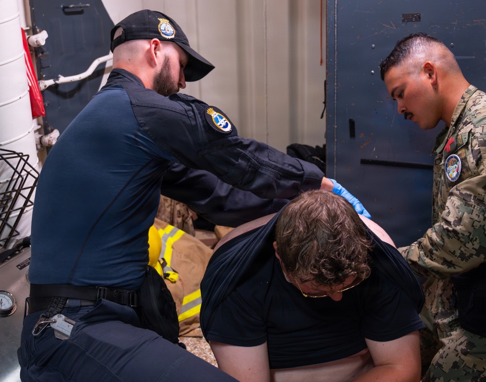 Partner nations participate in Tactical Combat Casualty Care training scenarios during RIMPAC 2026