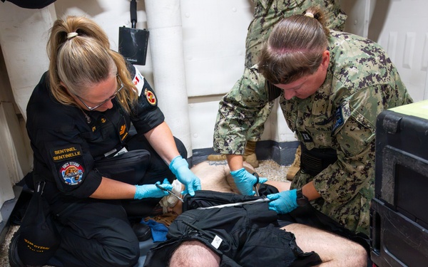 Partner nations participate in Tactical Combat Casualty Care training scenarios during RIMPAC 2026