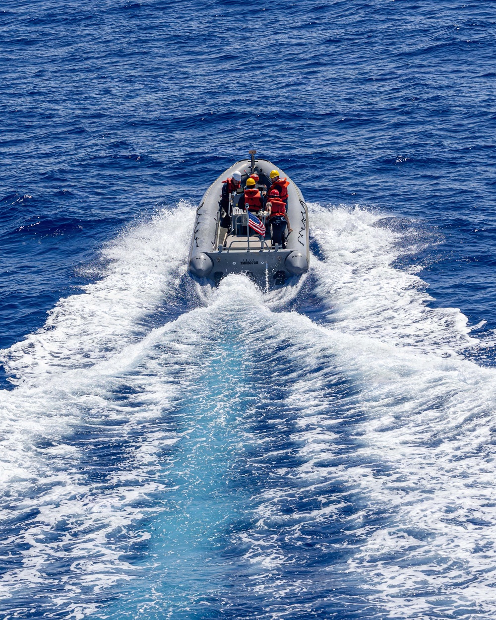 USS Mustin conducts boat operations