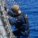 USS Mustin conducts boat operations