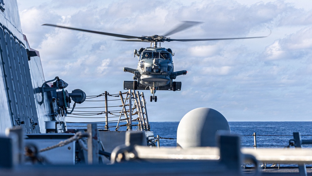 USS Mustin conducts flight operations