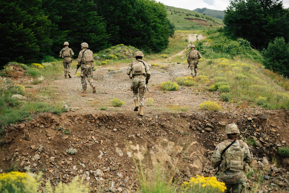 KFOR U.S. Army Soldiers conduct patrol along Administrative Boundary Line in Kosovo