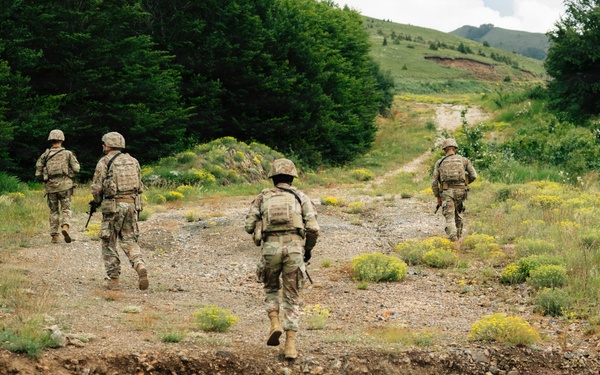 KFOR U.S. Army Soldiers conduct patrol along Administrative Boundary Line in Kosovo