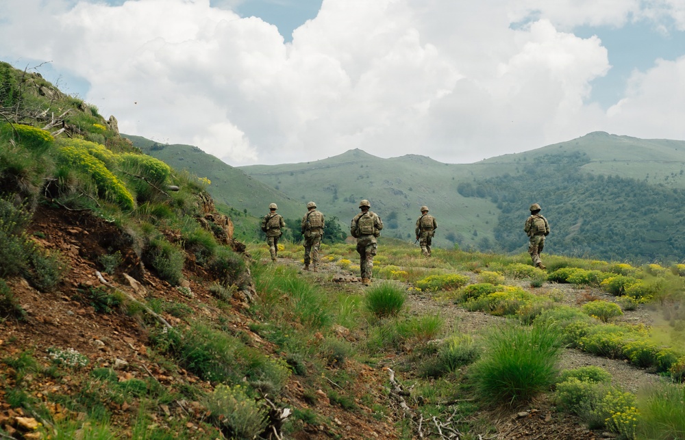 KFOR U.S. Army Soldiers conduct patrol along Administrative Boundary Line in Kosovo