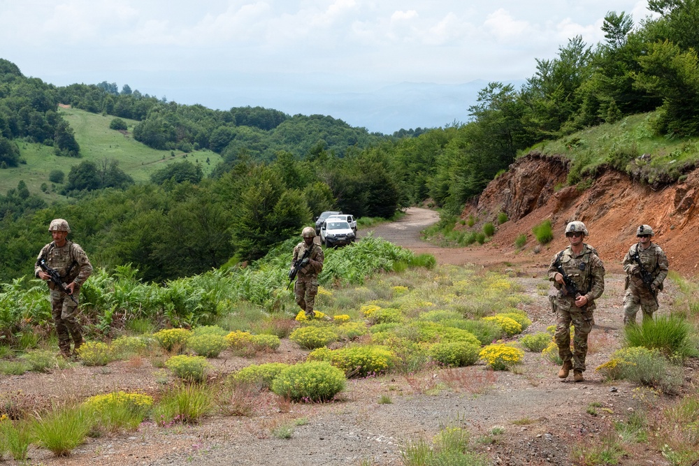 KFOR U.S. Army Soldiers conduct patrol along Administrative Boundary Line in Kosovo
