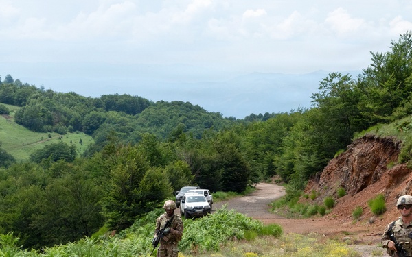 KFOR U.S. Army Soldiers conduct patrol along Administrative Boundary Line in Kosovo