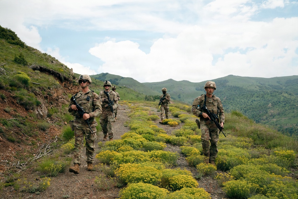 KFOR U.S. Army Soldiers conduct patrol along Administrative Boundary Line in Kosovo
