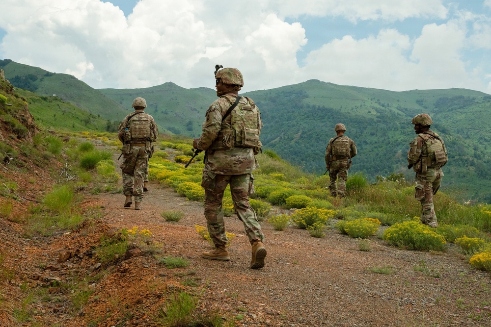 KFOR U.S. Army Soldiers conduct patrol along Administrative Boundary Line in Kosovo