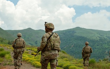 KFOR U.S. Army Soldiers conduct patrol along Administrative Boundary Line in Kosovo