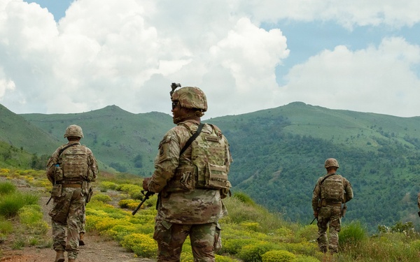 KFOR U.S. Army Soldiers conduct patrol along Administrative Boundary Line in Kosovo