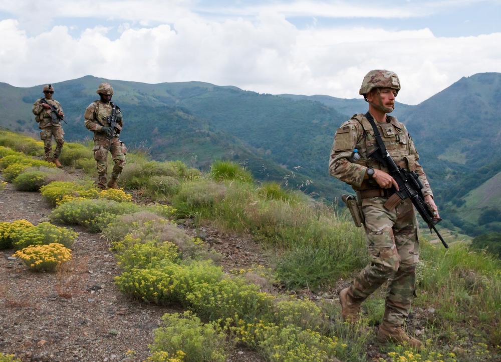 KFOR U.S. Army Soldiers conduct patrol along Administrative Boundary Line in Kosovo