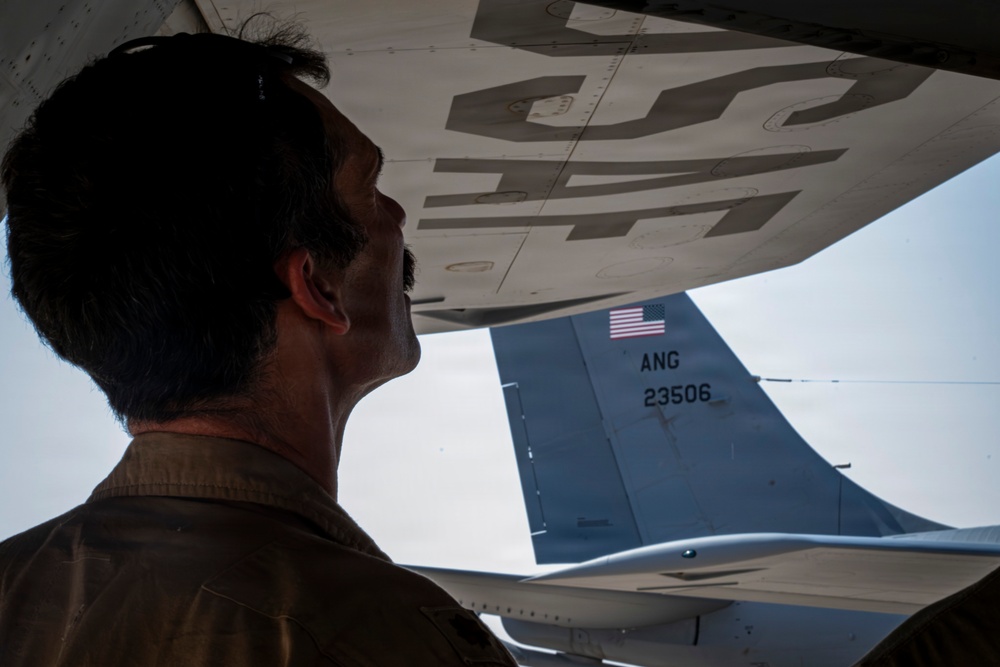 KC-135 supports security operations with F-35 aerial refueling