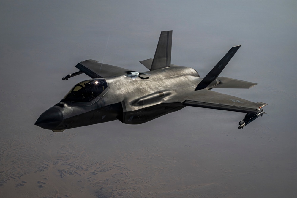 KC-135 supports security operations with F-35 aerial refueling