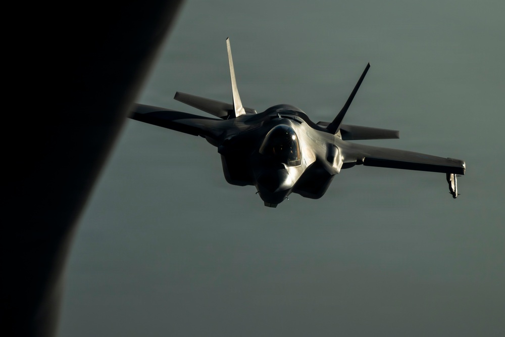 KC-135 supports security operations with F-35 aerial refueling