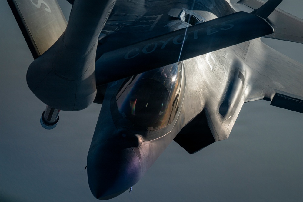 KC-135 supports security operations with F-35 aerial refueling