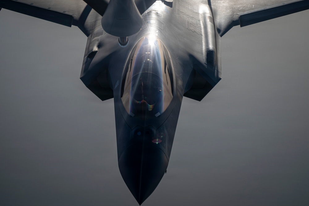 KC-135 supports security operations with F-35 aerial refueling