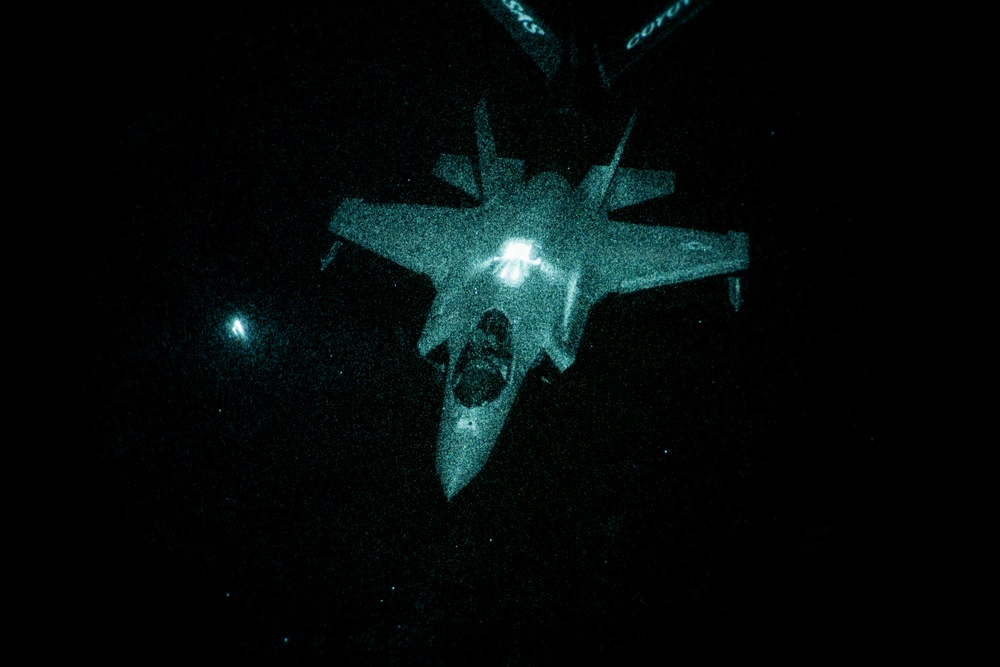 KC-135 supports security operations with F-35 aerial refueling