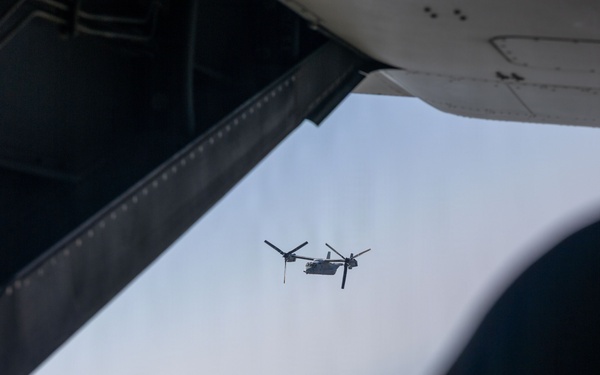 U.S. Marine Corps VMM-774 conducts a flyover rehearsal during Great American State Fair