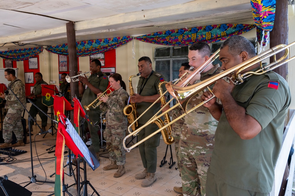 25th Infantry Division Band Visits Queen Elizabeth Barracks with Republic of Fiji Military Forces Band