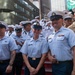 Sail 250 service members gather at Times Square Red Steps