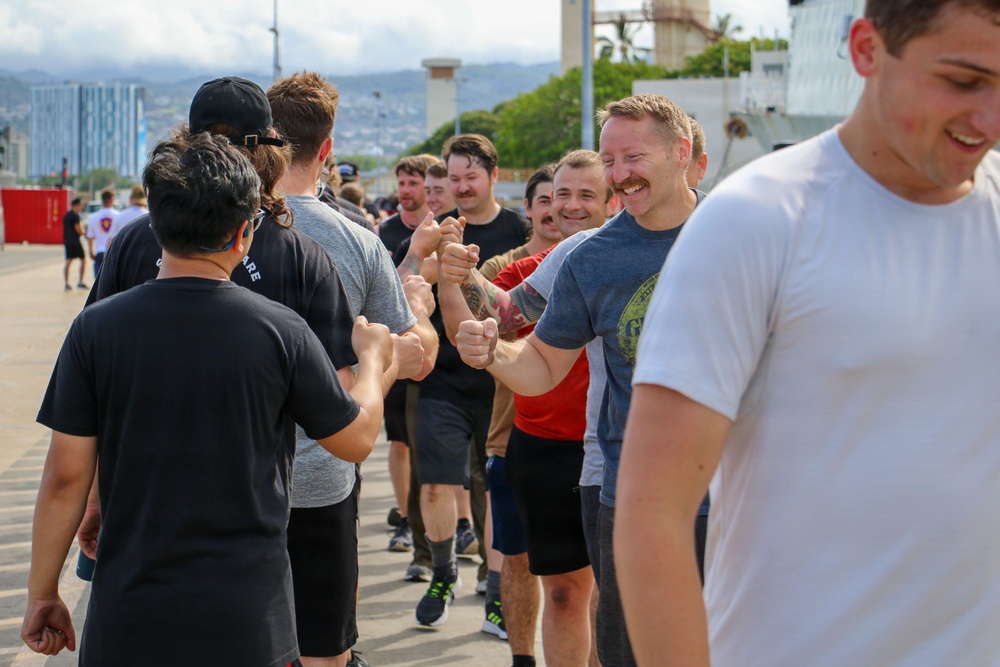 HMCS Regina hosts physical training with partner nations