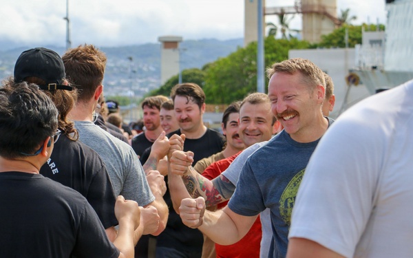 HMCS Regina hosts physical training with partner nations