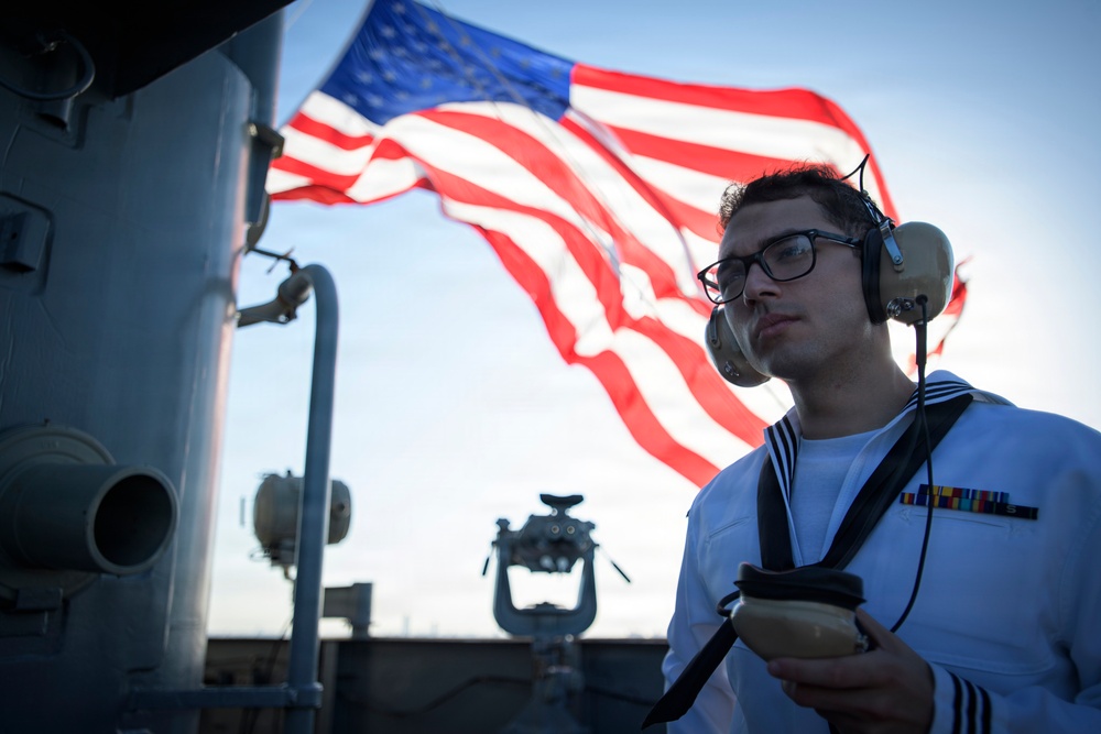 Nimitz Anchors in New York Harbor During International Naval Review 250
