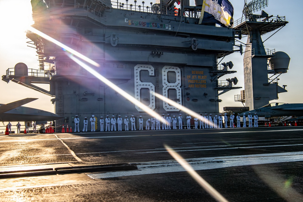 Nimitz Anchors in New York Harbor During International Naval Review 250