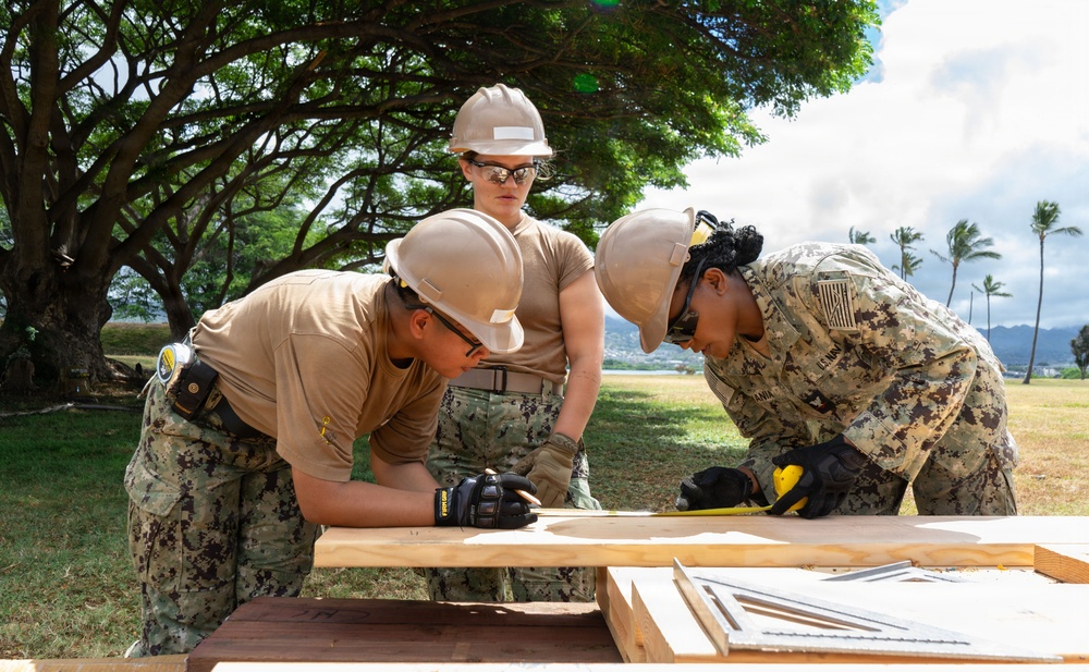Seabees construct a HADR camp during RIMPAC 2026