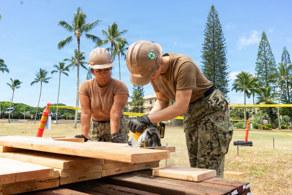 Seabees construct a HADR camp during RIMPAC 2026