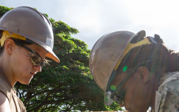 Seabees construct a HADR camp during RIMPAC 2026