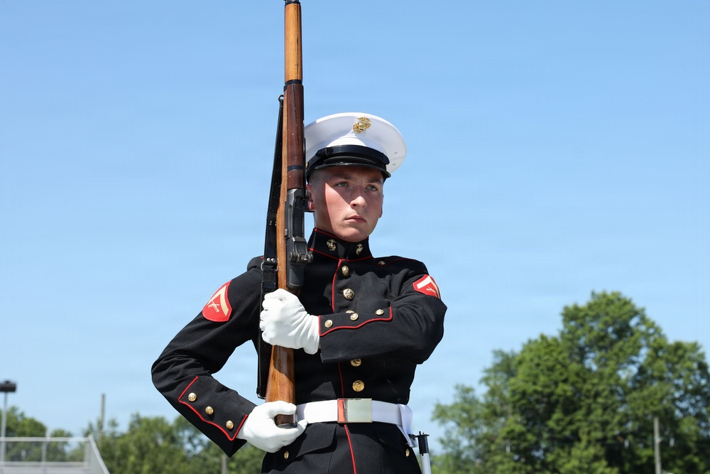 U.S. Marine Corps Silent Drill Platoon attend a Community Relations Event for INR250